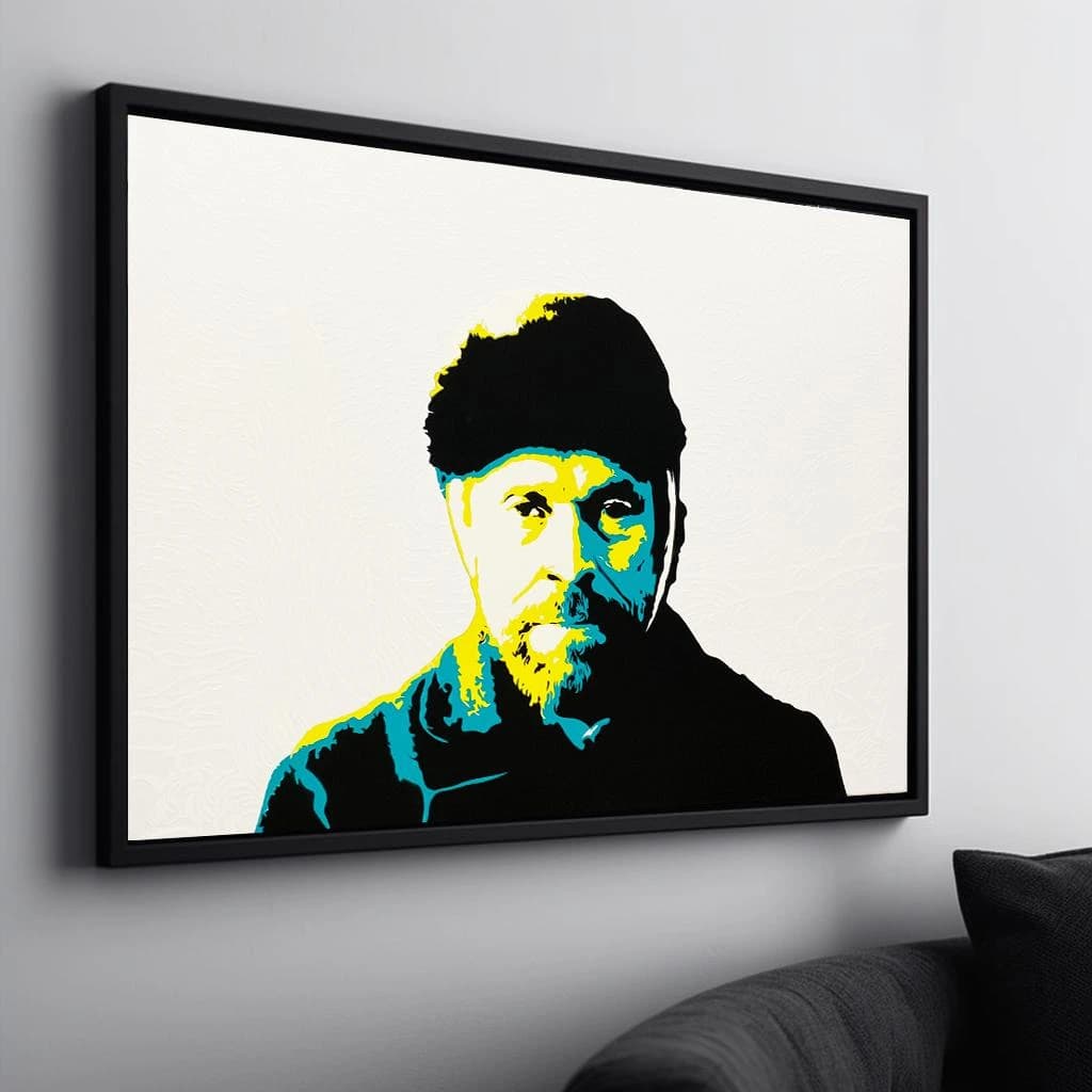 50x70cm Canvas Wall Art - Vincent Van Gogh Autoportret, showcasing daytime colors and a subtle glow in the dark effect.